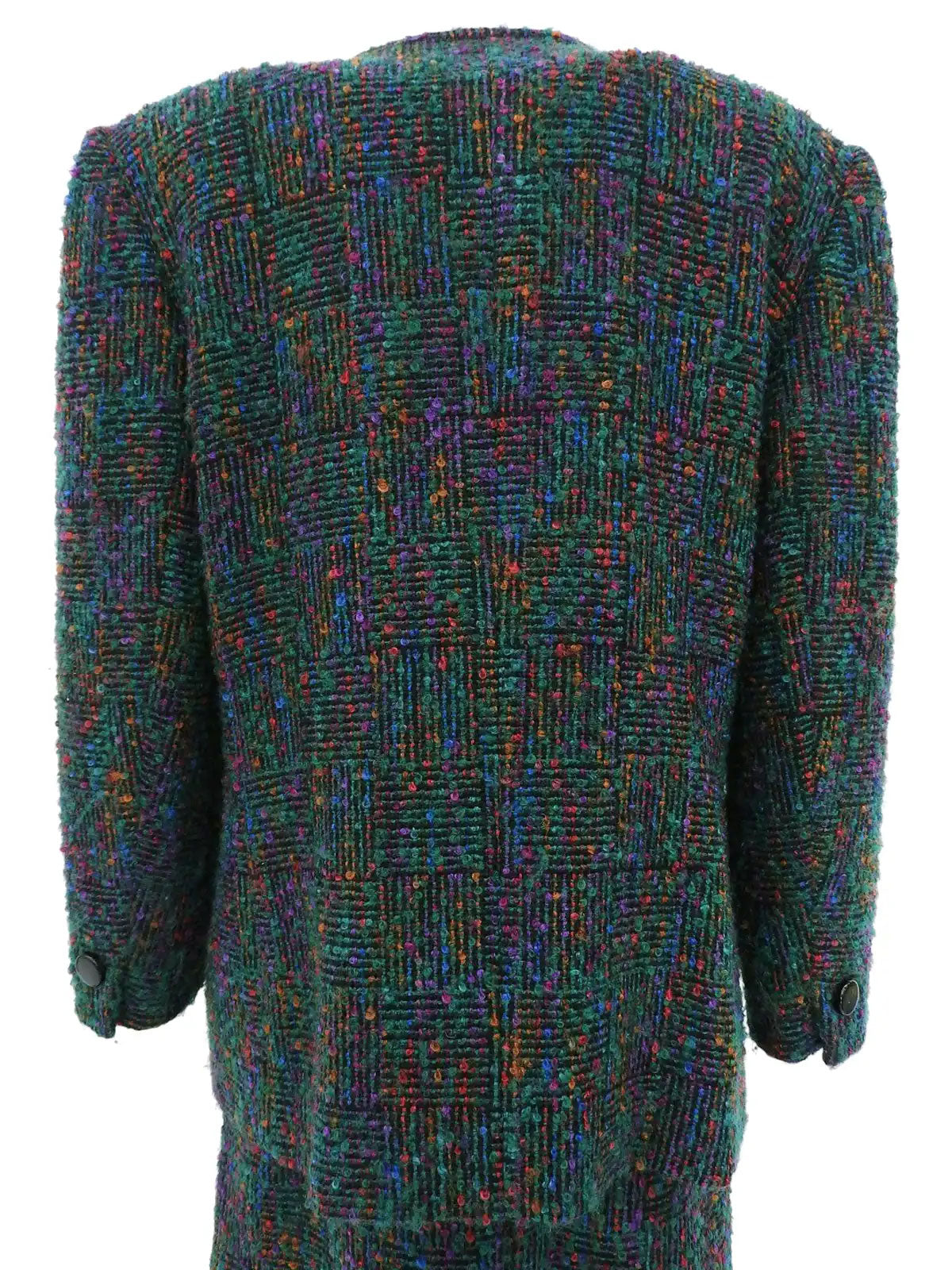 绿色/多色粗花呢圆形纽扣设置