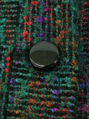 绿色/多色粗花呢圆形纽扣设置