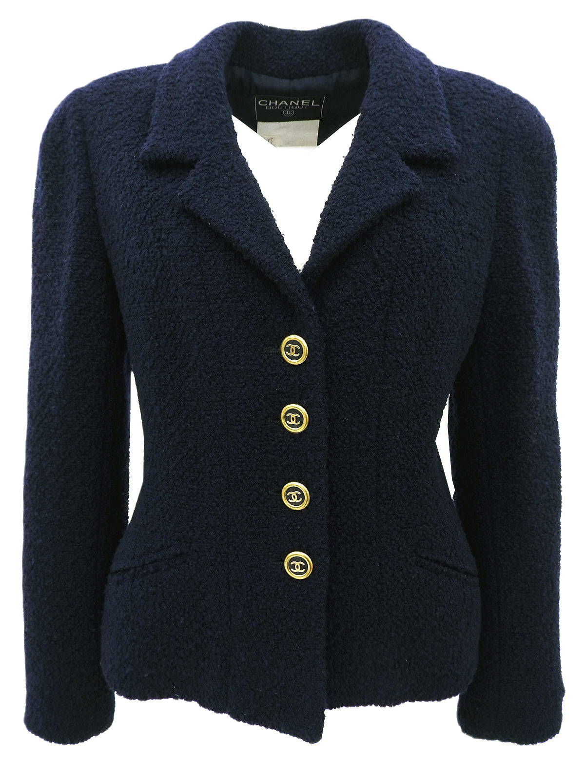 Navy Wool CC Mark Button Jacket| VINTAGE QOO TOKYO