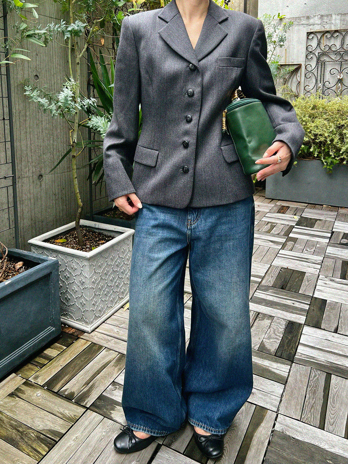 Logo Button Jacket Gray