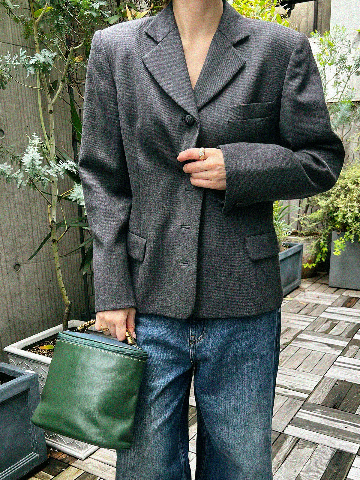 Logo Button Jacket Gray