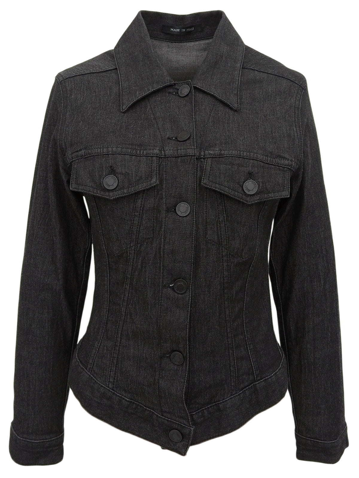 Denim logo button jacket in black