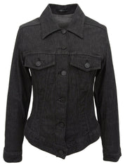 Denim logo button jacket in black