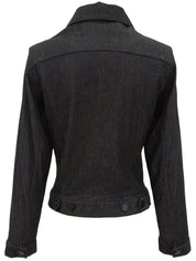 Denim logo button jacket in black