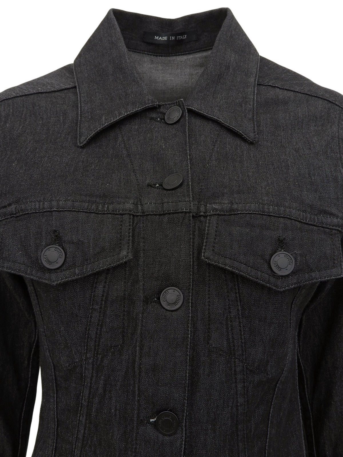 Denim logo button jacket in black