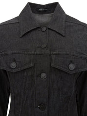 Denim logo button jacket in black