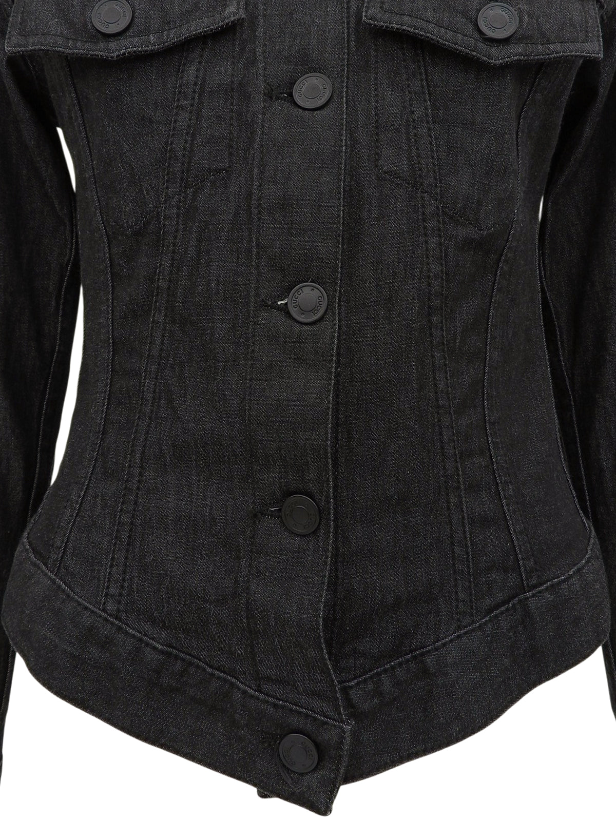 Denim logo button jacket in black