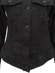 Denim logo button jacket in black