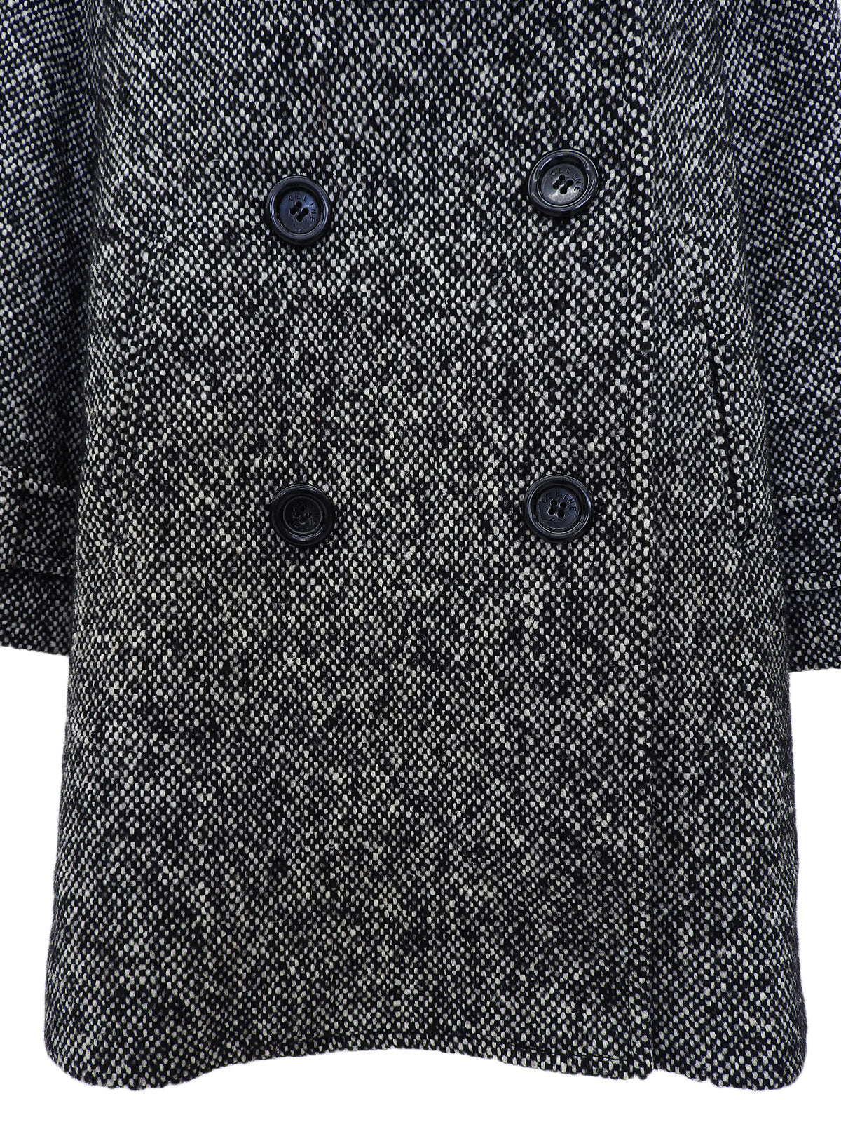 黑色/白色狐狸毛徽标纽扣大衣