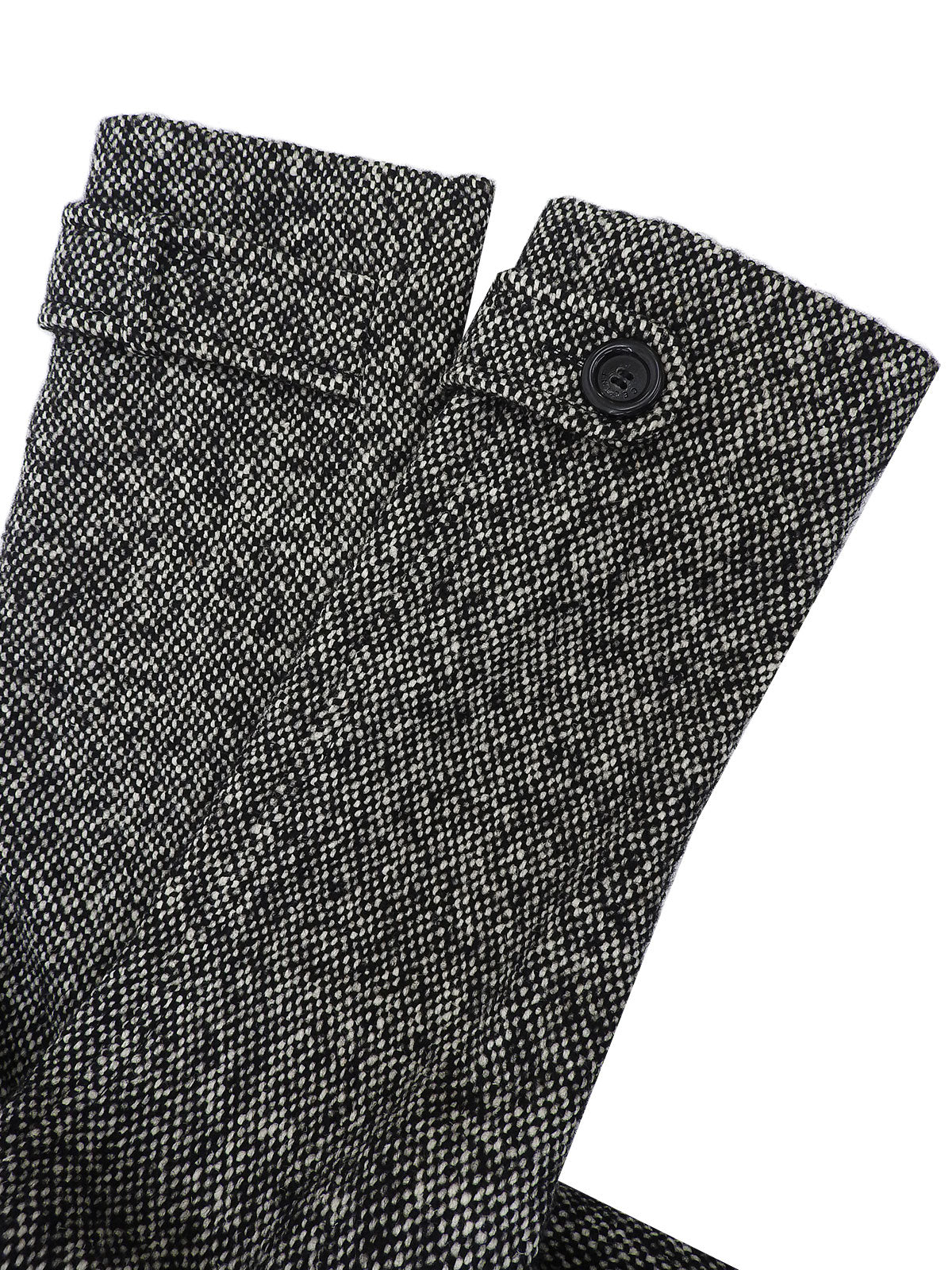 黑色/白色狐狸毛徽标纽扣大衣