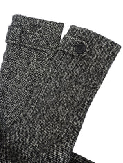 黑色/白色狐狸毛徽标纽扣大衣