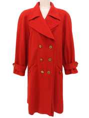 1994年製 カシミアCCマークボタンダブルブレストコート レッド