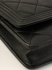 2014 Boy Chanel CC Mark Plate Chain Wallet in Black