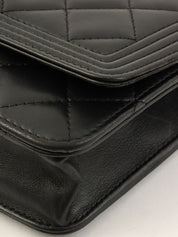 2014 Boy Chanel CC Mark Plate Chain Wallet in Black