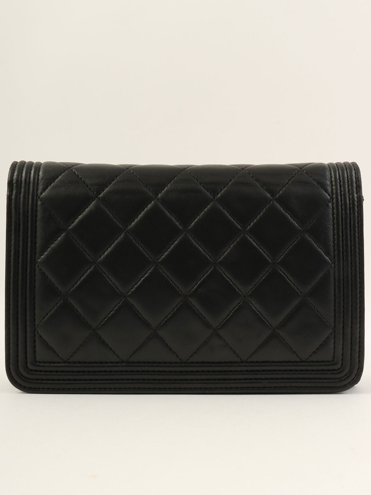2014 Boy Chanel CC Mark Plate Chain Wallet in Black