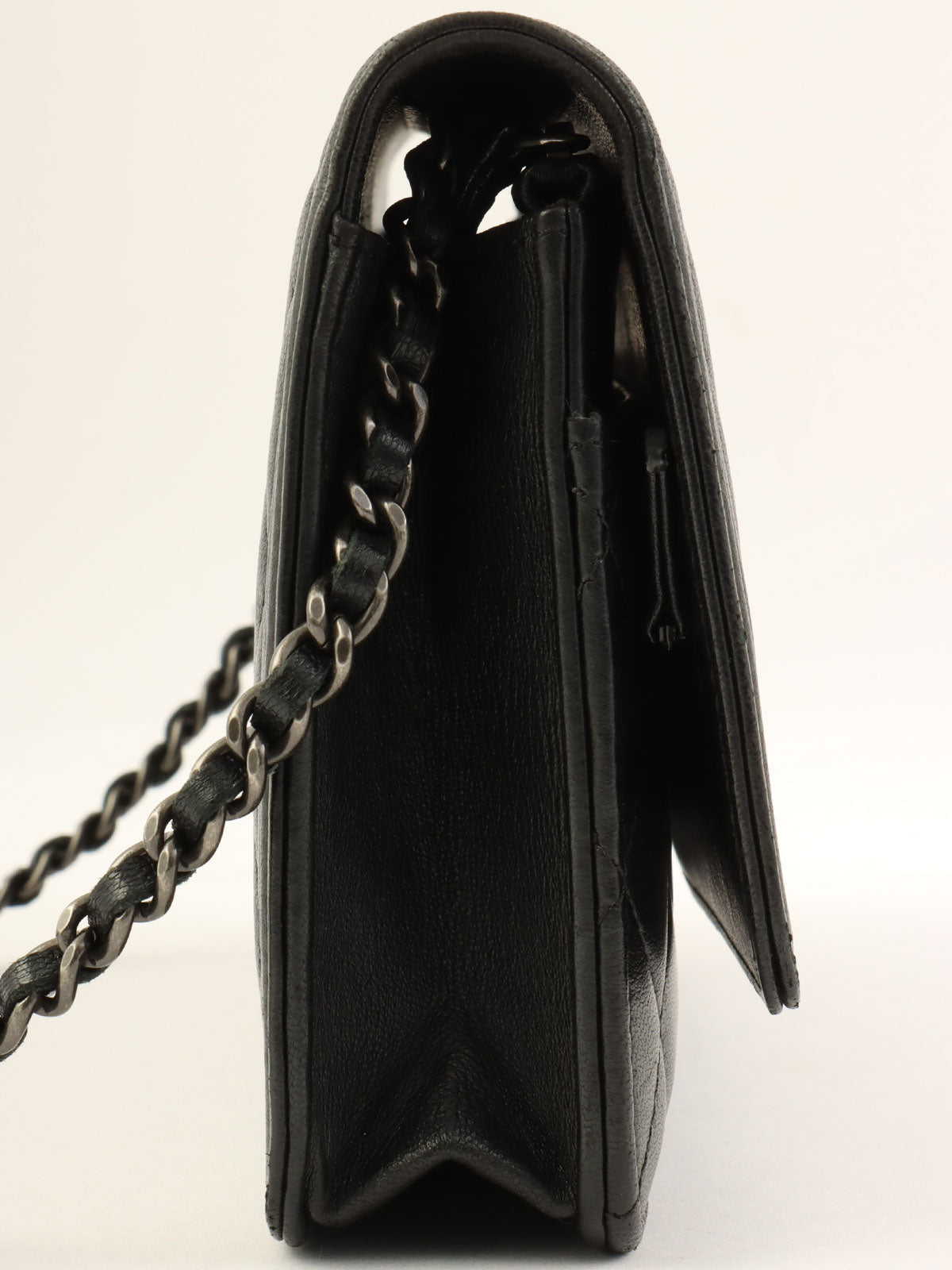 2014 Boy Chanel CC Mark Plate Chain Wallet in Black
