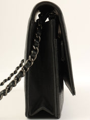 2014 Boy Chanel CC Mark Plate Chain Wallet in Black