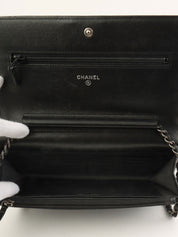 2014 Boy Chanel CC Mark Plate Chain Wallet in Black