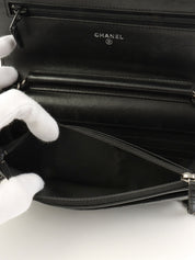 2014 Boy Chanel CC Mark Plate Chain Wallet in Black