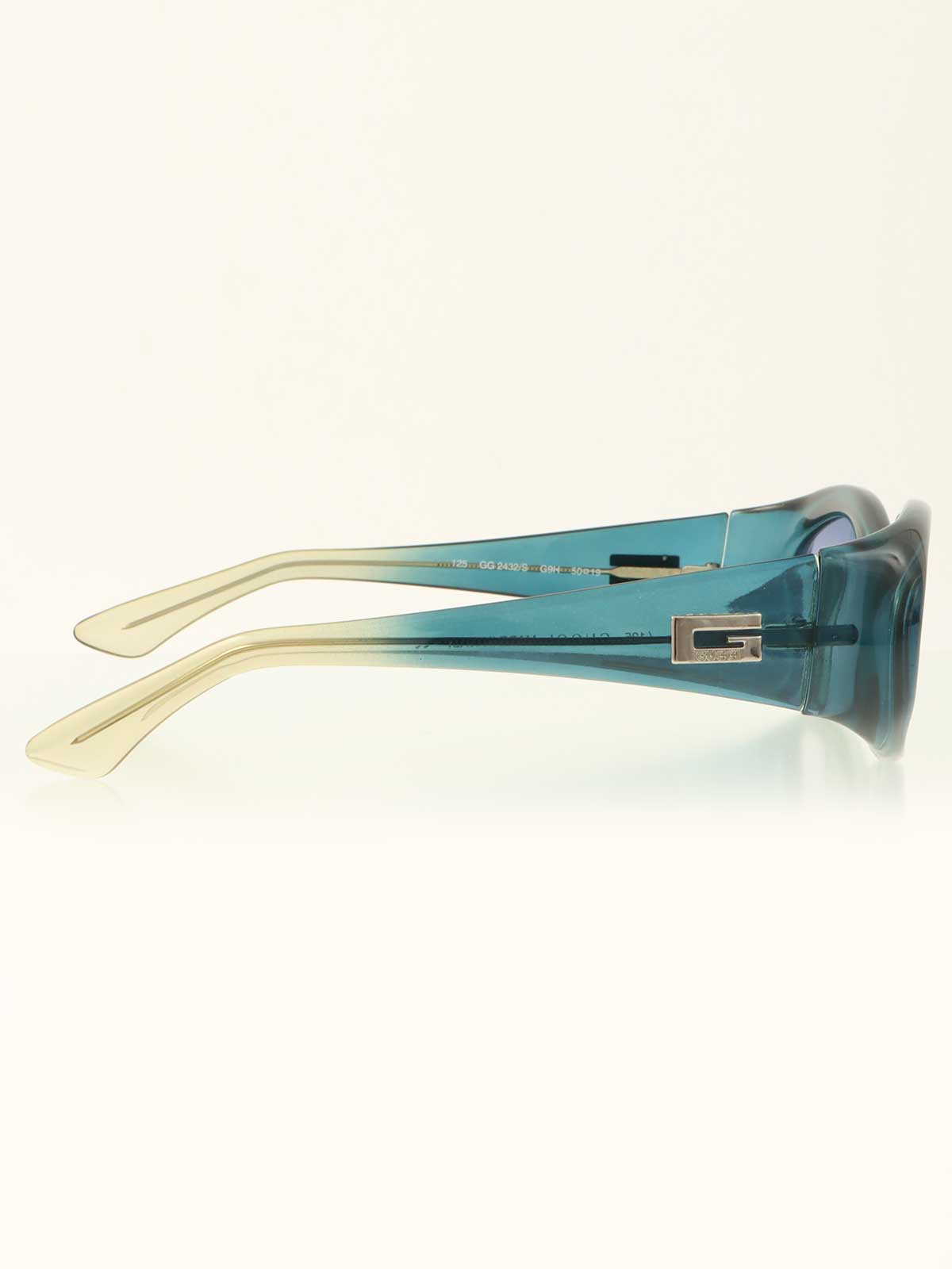 グラデーションサイドロゴプレートサングラス ブルー/グリーン