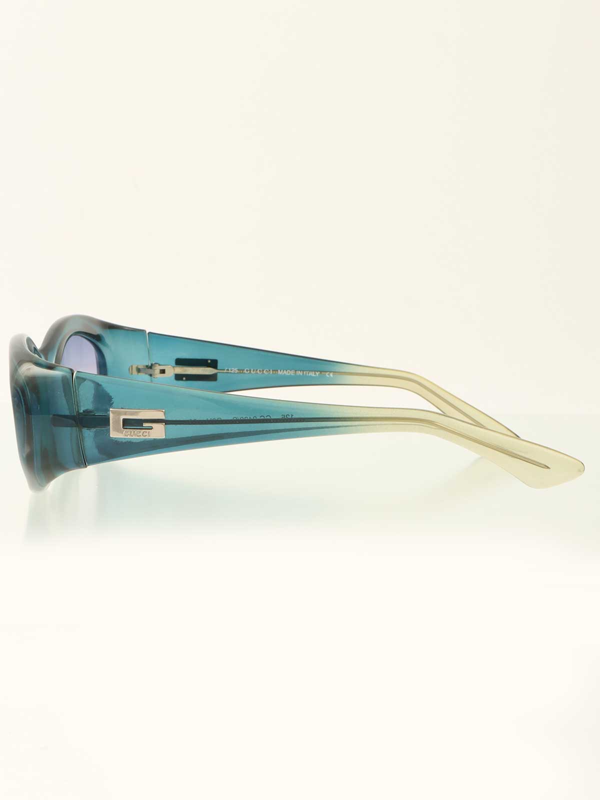 グラデーションサイドロゴプレートサングラス ブルー/グリーン