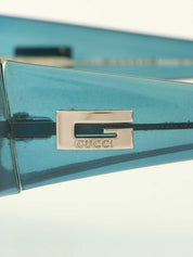 グラデーションサイドロゴプレートサングラス ブルー/グリーン