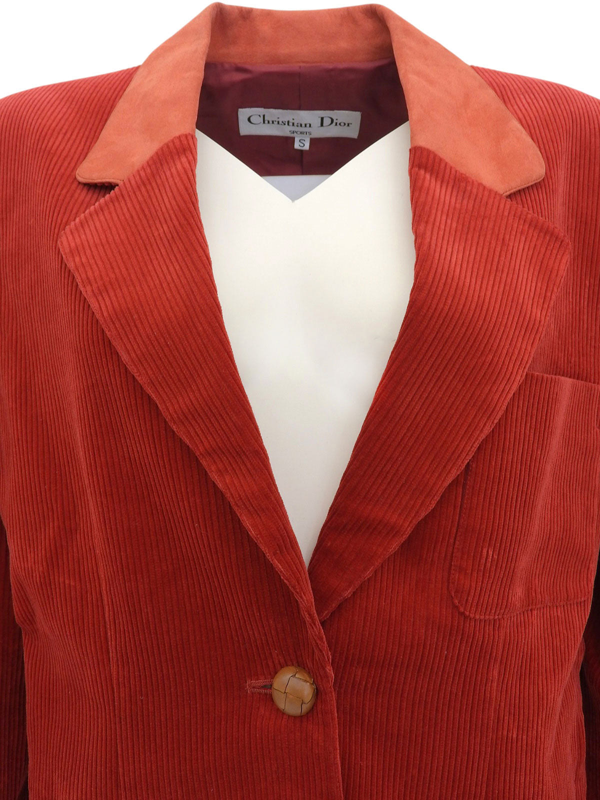 Corduroy and suede combination jacket in red