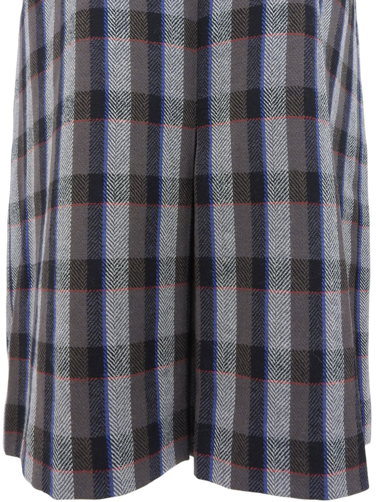 Grey wool check pattern pleated skirt