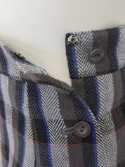 Grey wool check pattern pleated skirt