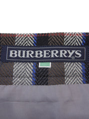 Grey wool check pattern pleated skirt
