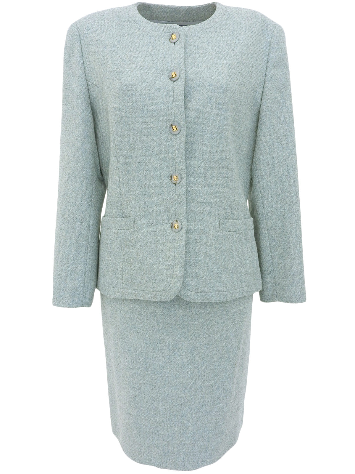 Wool logo button set-up in light blue