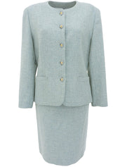 Wool logo button set-up in light blue