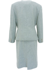 Wool logo button set-up in light blue