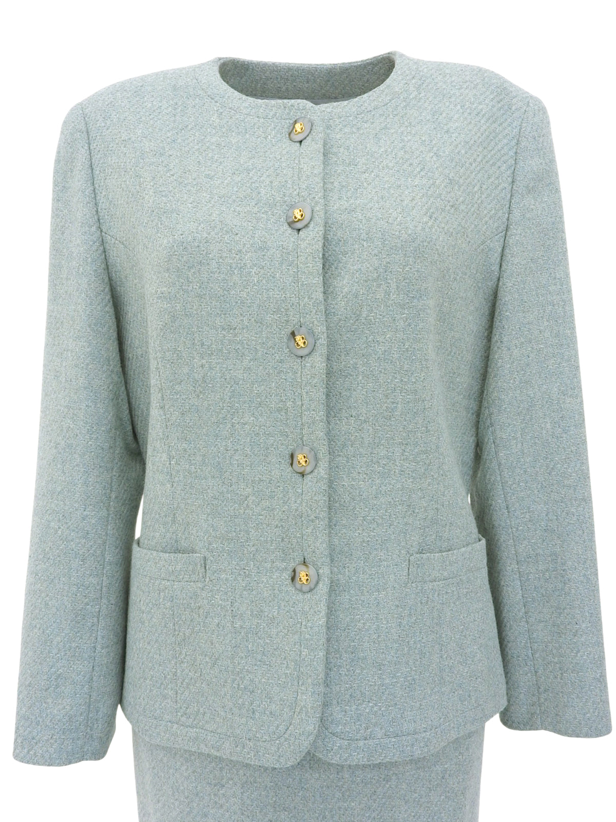 Wool logo button set-up in light blue