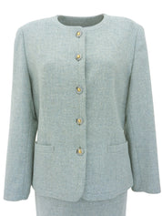Wool logo button set-up in light blue
