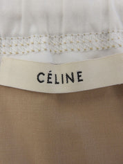 Leather Belt Cotton Skirt in Beige