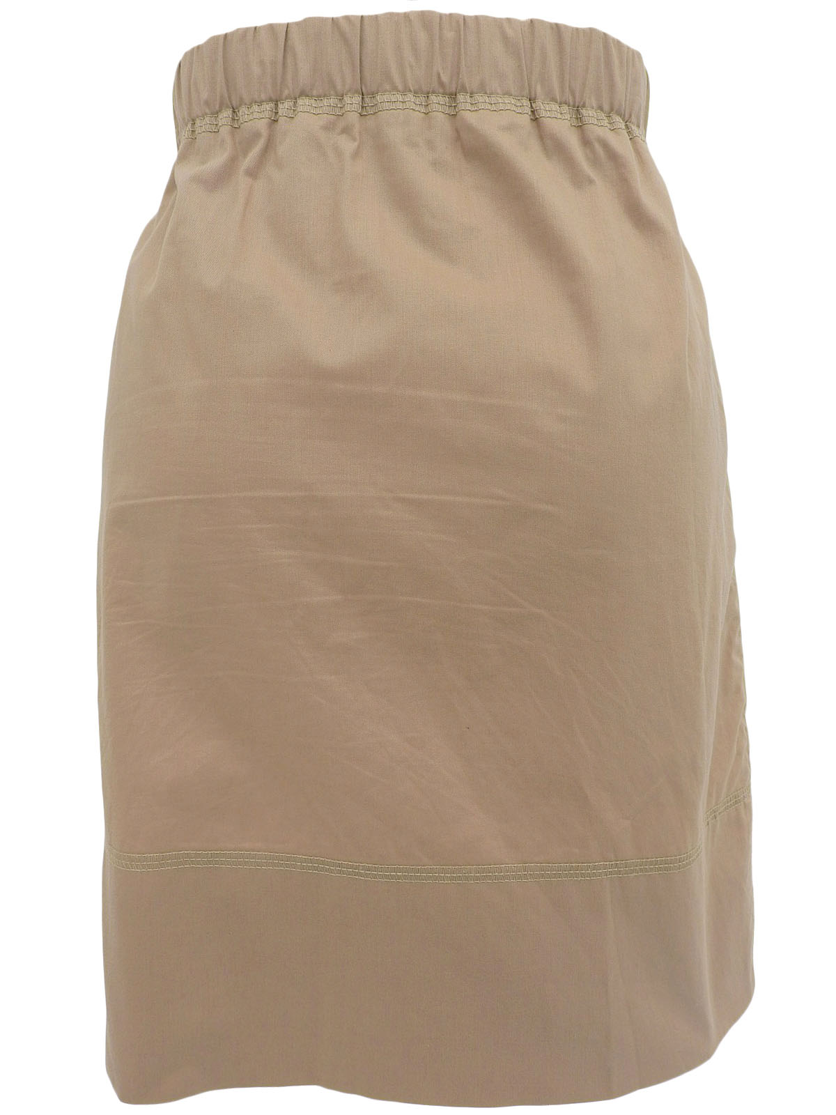 Leather Belt Cotton Skirt in Beige