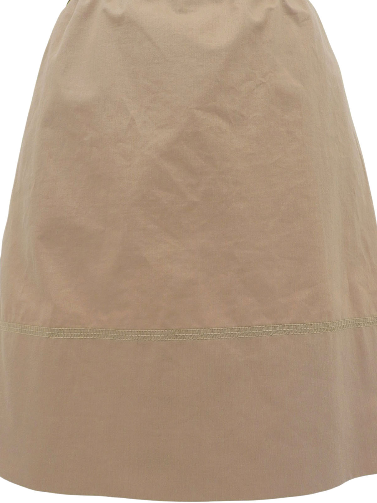 Leather Belt Cotton Skirt in Beige