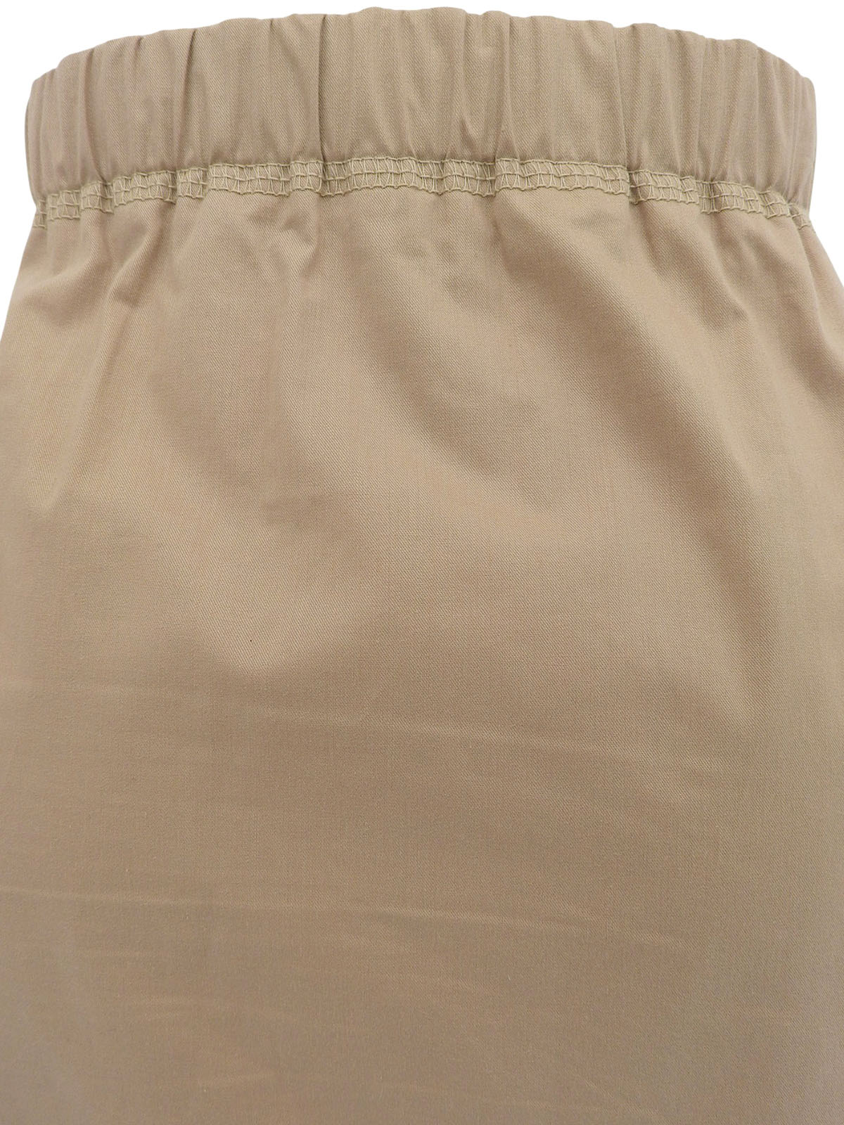 Leather Belt Cotton Skirt in Beige