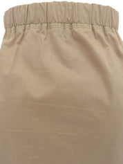 Leather Belt Cotton Skirt in Beige