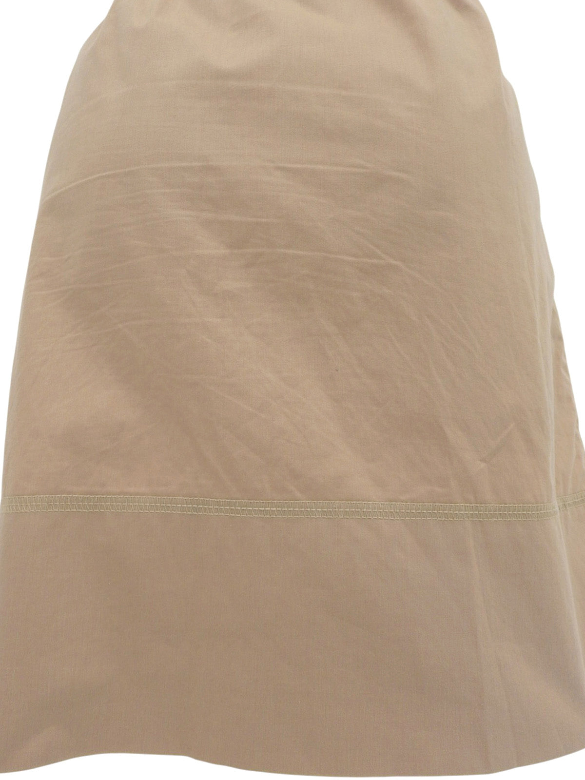 Leather Belt Cotton Skirt in Beige