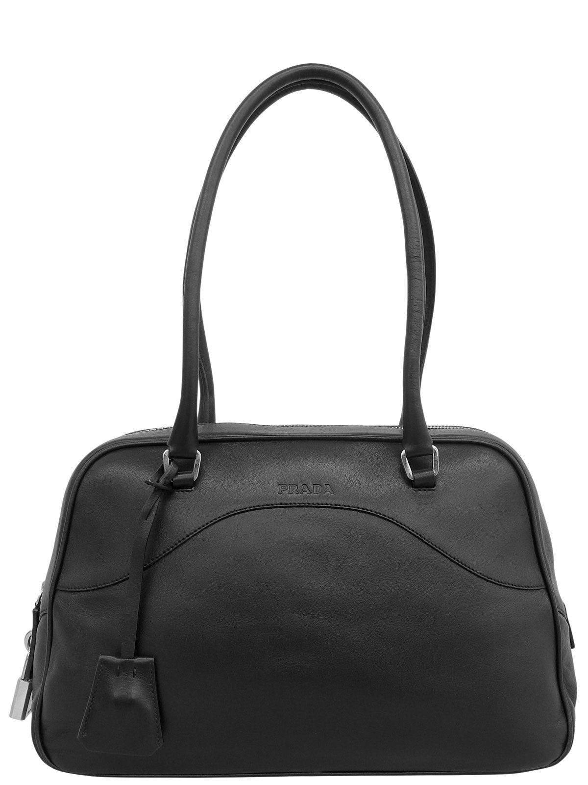 Logo Embossed Bowling Bag in Black