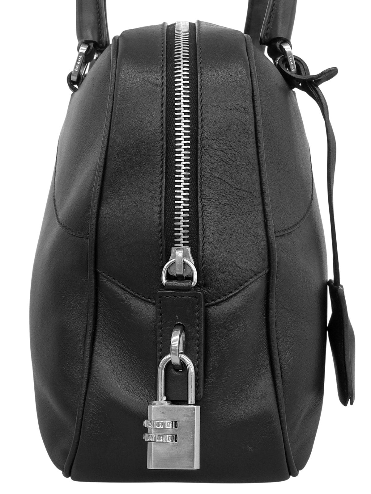 Logo Embossed Bowling Bag in Black