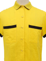 Two-tone half-sleeve shirt in yellow and black