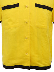 Two-tone half-sleeve shirt in yellow and black