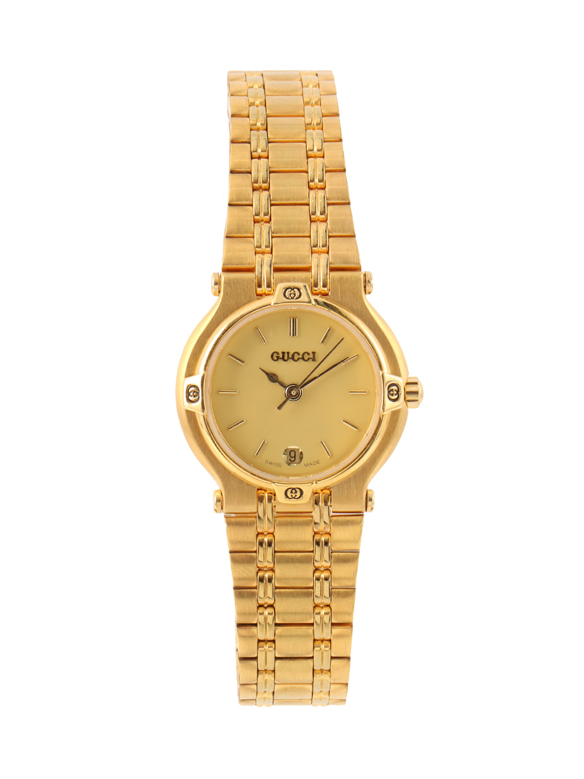 Round Logo Face Watch Gold