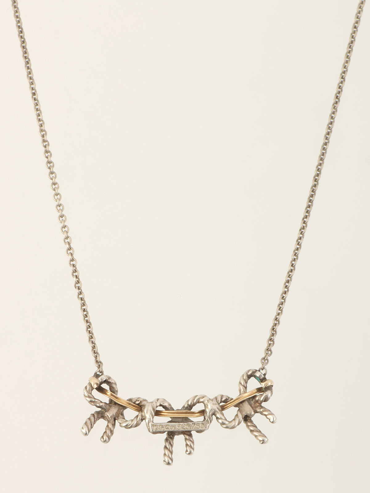 18K925 Twisted Triple Ribbon Necklace in Silver/Gold