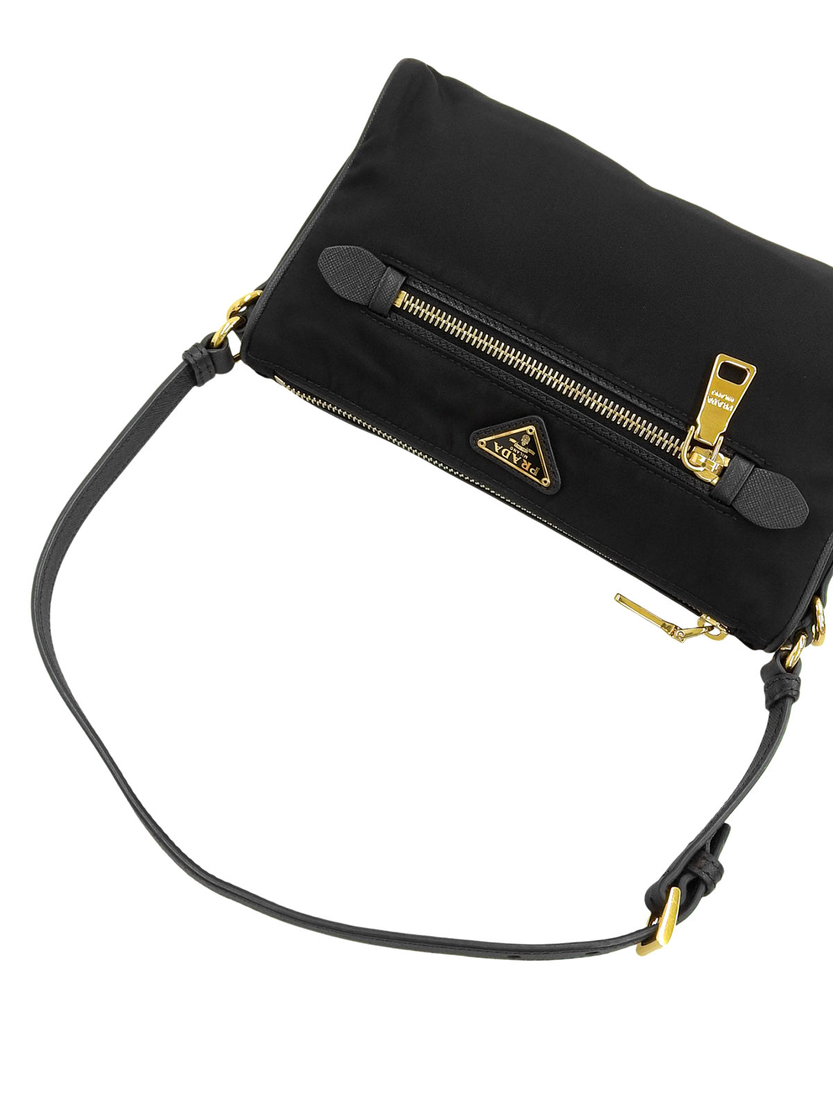 ナイロンロゴプレートワンショルダーバッグ ブラック