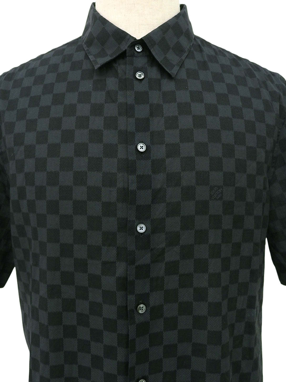 Damier Pattern Half Sleeve Shirt in Black