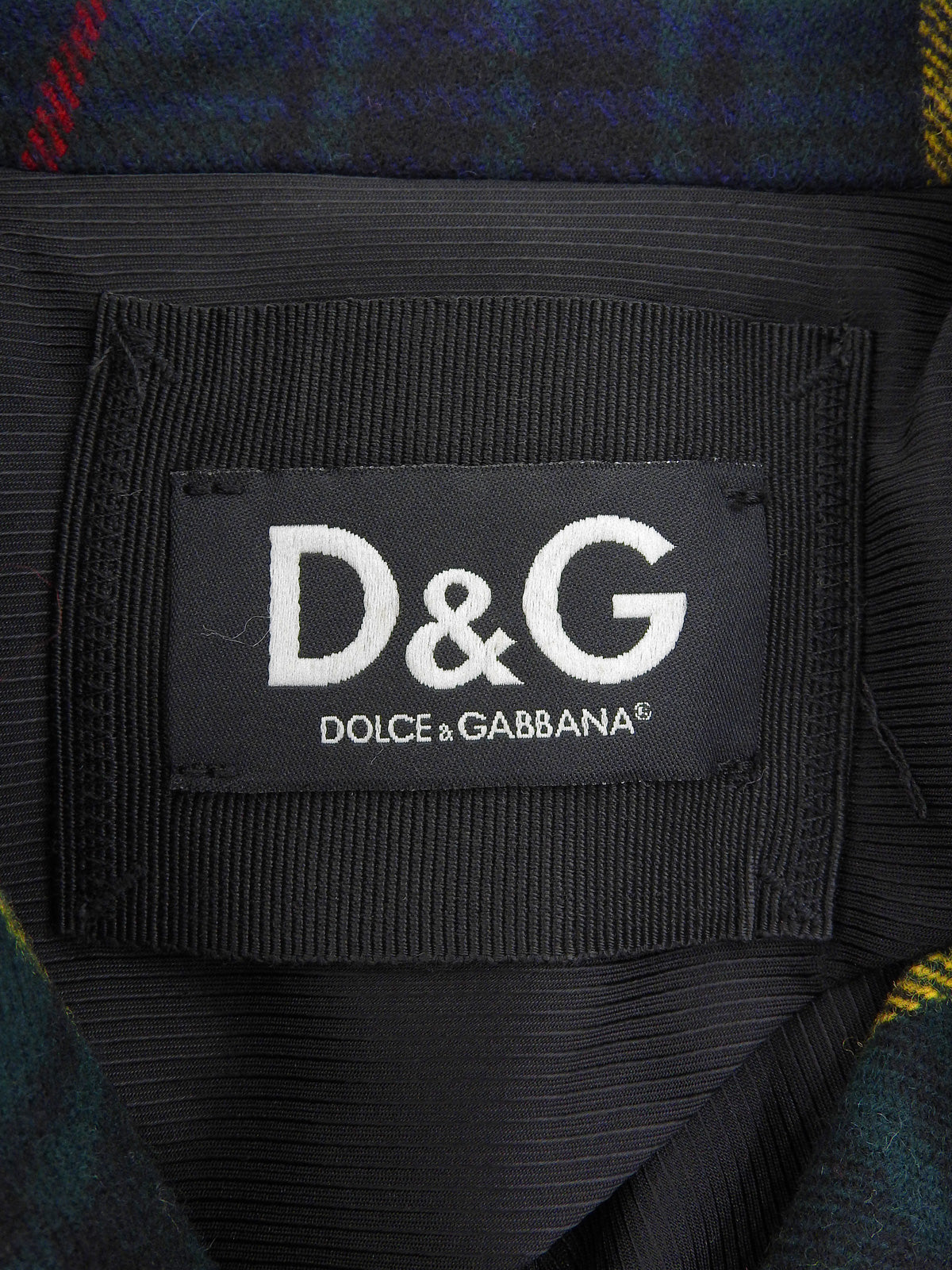 绿色/多色格纹羊毛大衣